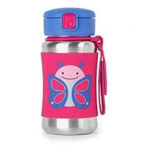 Skip Hop Zoo Stainless Steel Straw Bottle - Butterfly 12 oz.