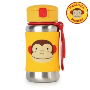 Skip Hop Zoo Stainless Steel Straw Bottle - Monkey 12 oz.